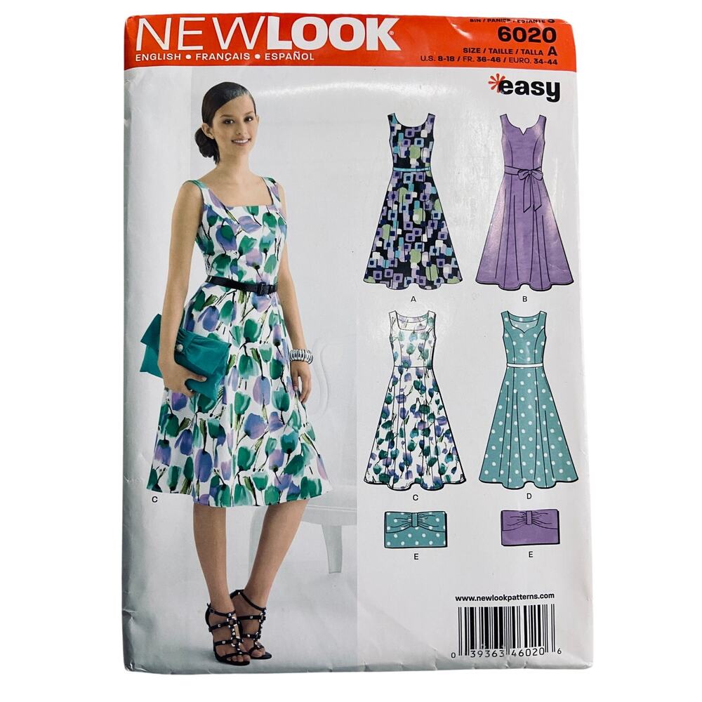 New Look 6020 Sewing Pattern by Simplicity Misses' Dress Size 8-18 Uncut
